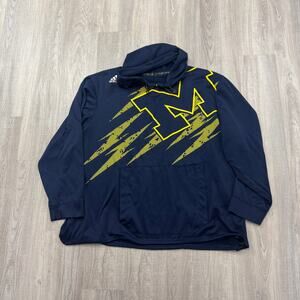 Adidas Michigan Wolverines Hoodie Men's 2XL XXL Blue Yellow Sweatshirt UofM